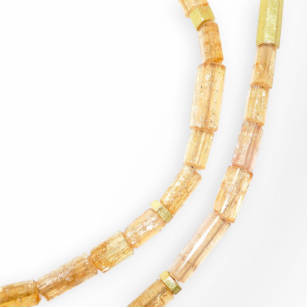 Halskette, Imperial-Topas, facettiert, Zwischenelemente Gelbgold 750