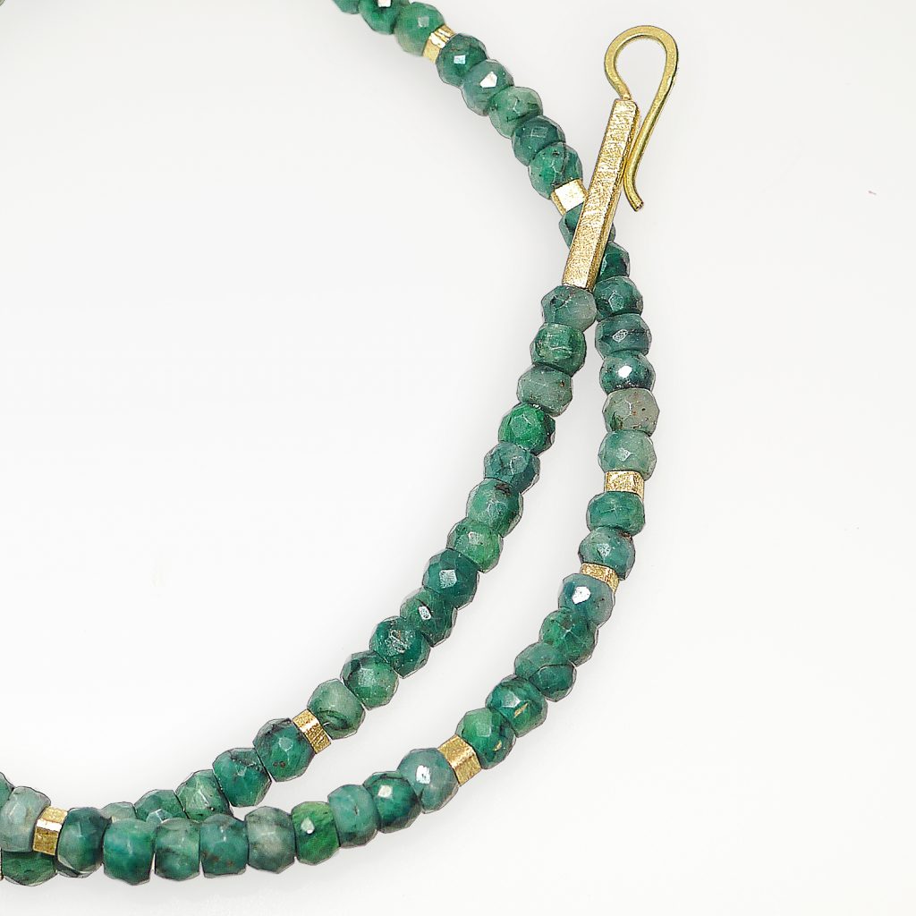 Halskette, Smaragd Matrix, Zwischenelemente Gelbgold 750